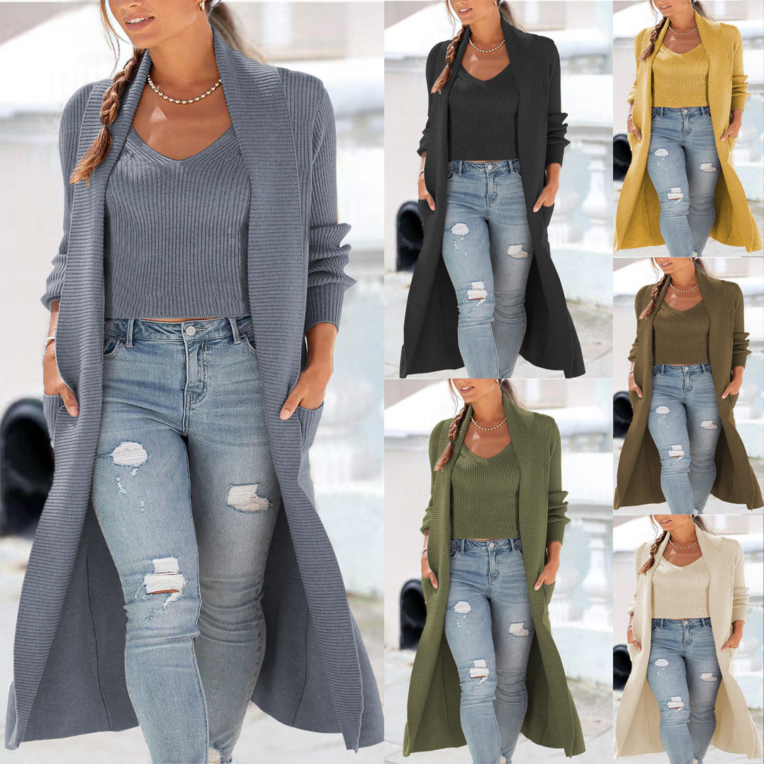 New Cardigan Trench Coat Knitted Loose Sweater Vest Suit - Premium Dames Jassen from My Store - Just €51.48! Shop now at KIYOO Royal Brand