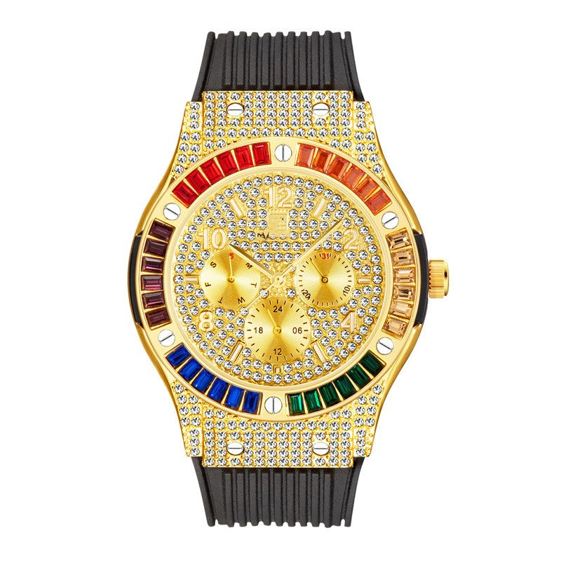 Rainbow Square Diamond Silicone Tape Waterproof Men's Watch - Premium Watches from My Store - Just €73.25! Shop now at KIYOO Royal Brand