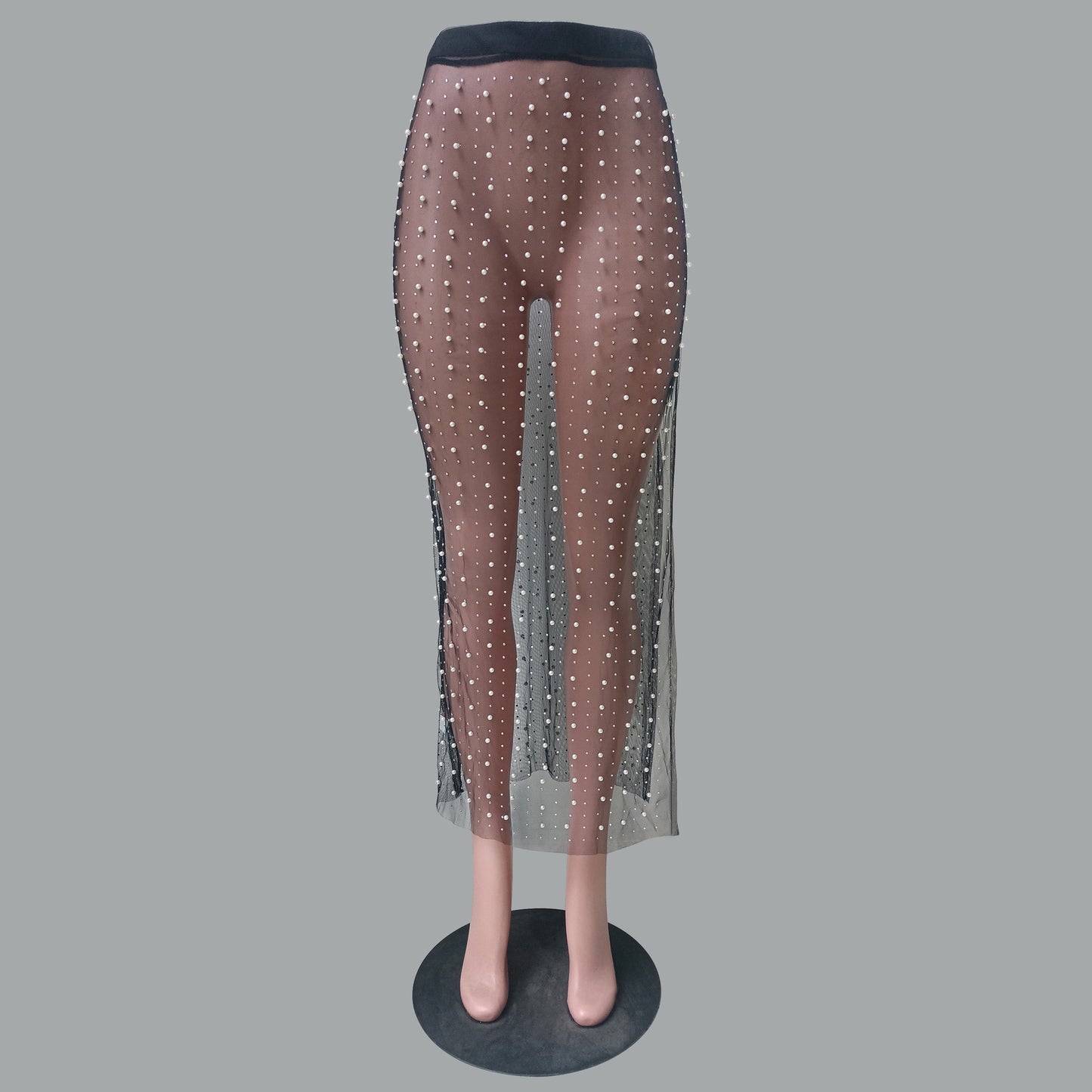 Women's Fashion Bead Rhinestone Split Mesh Skirt - Premium Rokken from My Store - Just €39.81! Shop now at KIYOO Royal Brand