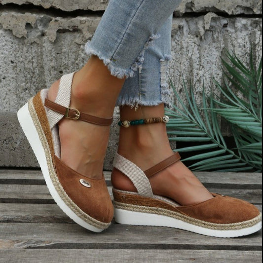 Women's Platform Wedge Lightweight Hemp Rope Sandals