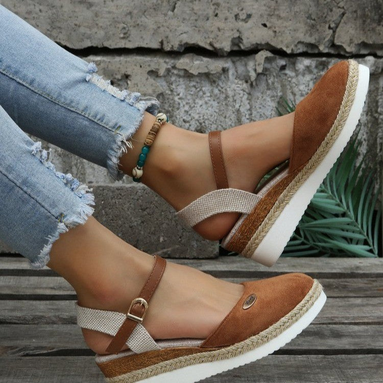 Women's Platform Wedge Lightweight Hemp Rope Sandals