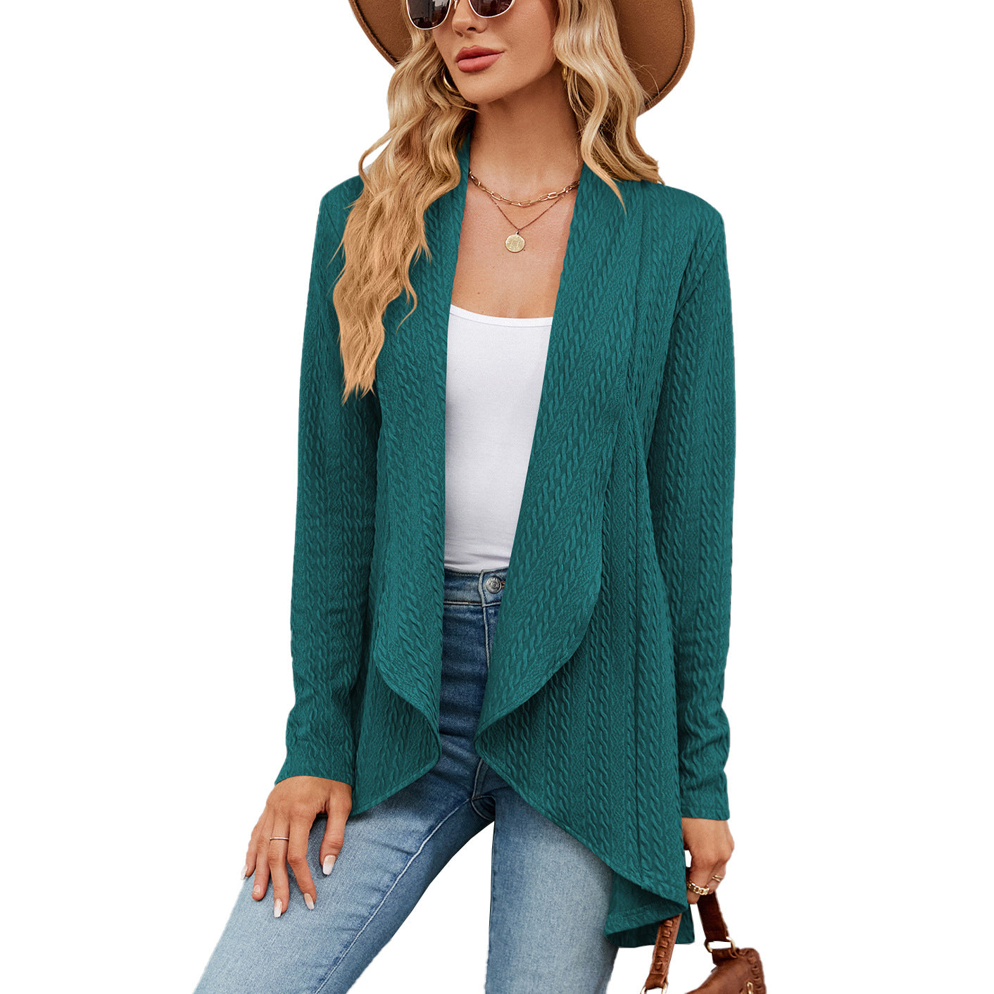 Women's Fashion Long Sleeve Solid Color Loose Cardigan Top - Premium Truien & Vesten from My Store - Just €30.76! Shop now at KIYOO Royal Brand