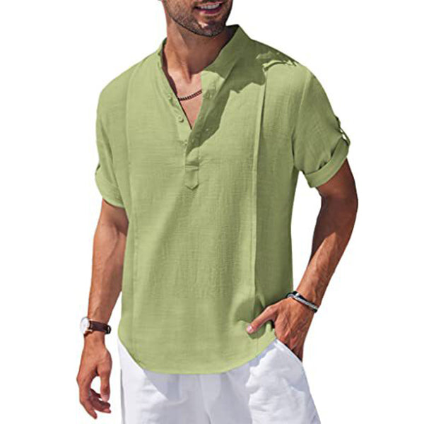 Henley Style Linen Shirt