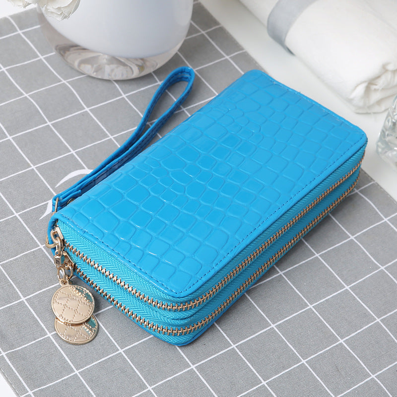 Women's Solid Color Double Zipper Multiple Card Slots Large-capacity Wallet