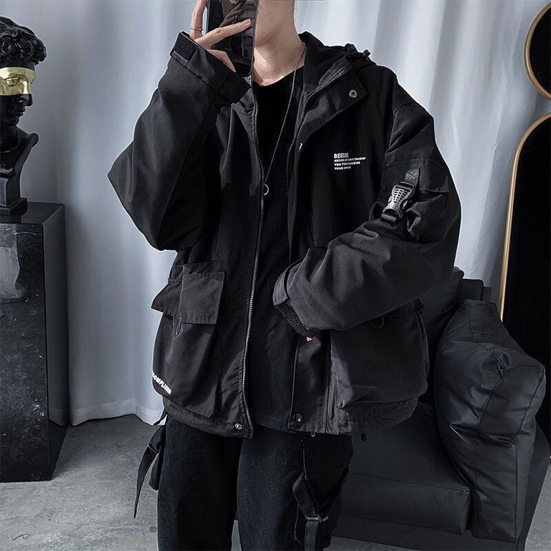 Techwear Jackets Coats Streetwear Cardigan Casual Bomber Outerwear Hooded Letter Multi-pocket For Men - Premium Jassen from My Store - Just €158.06! Shop now at KIYOO Royal Brand