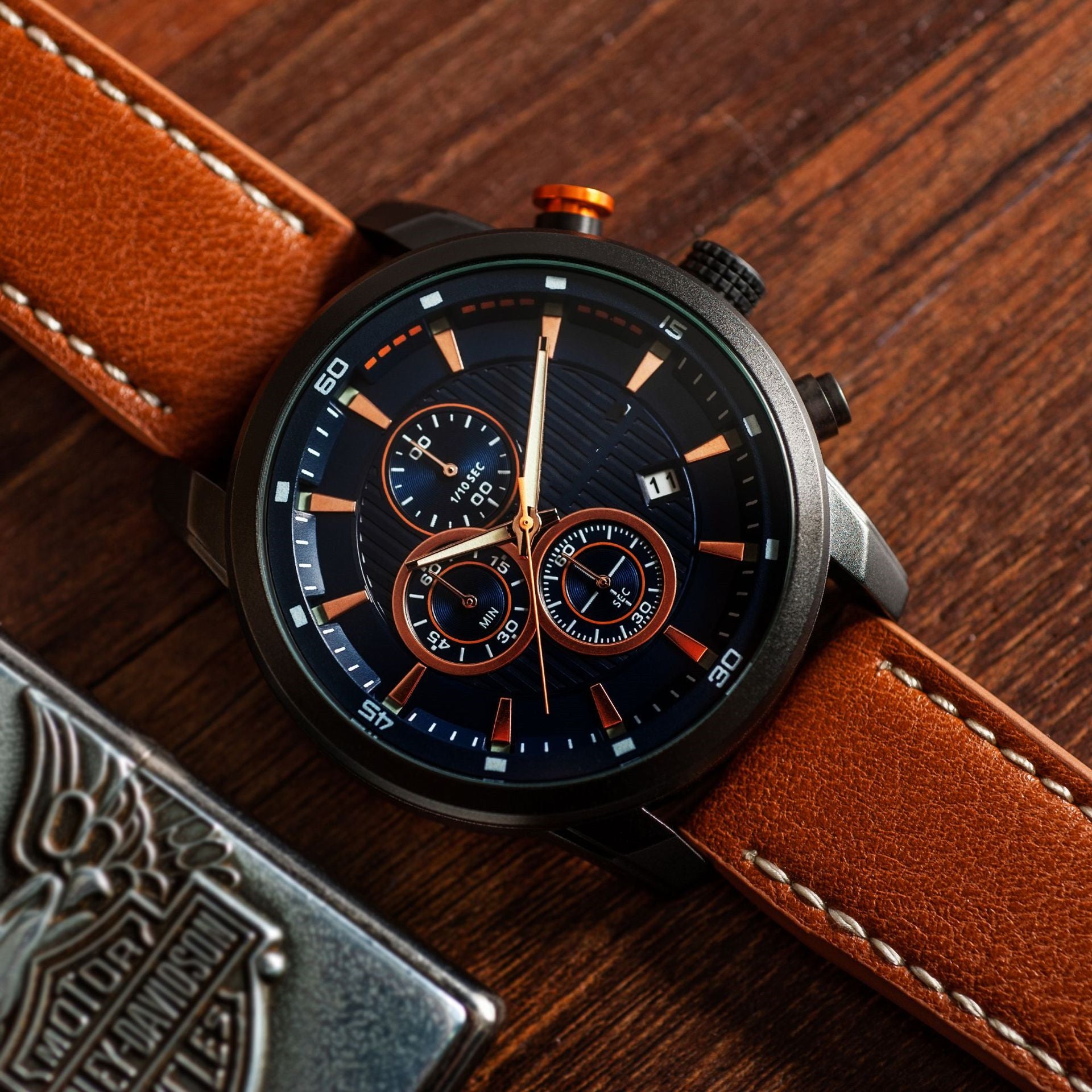 Multifunctional Leather Sports Quartz Watch - Premium Watches from My Store - Just €45.22! Shop now at KIYOO Royal Brand