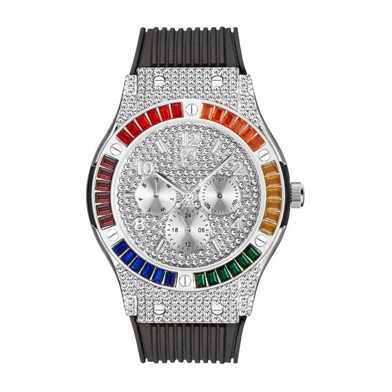 Rainbow Square Diamond Silicone Tape Waterproof Men's Watch - Premium Watches from My Store - Just €73.25! Shop now at KIYOO Royal Brand