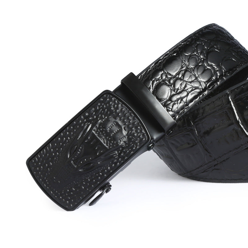 Leather Belt Men's Business Print Automatic Buckle - Premium Riemen from My Store - Just €15.88! Shop now at KIYOO Royal Brand