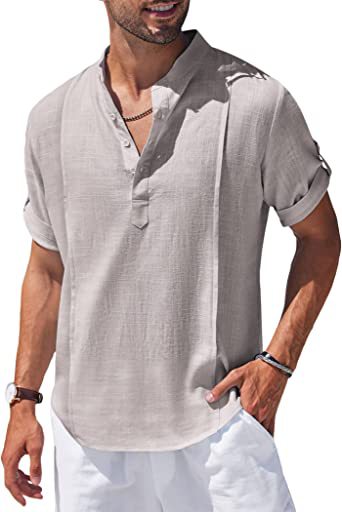 Henley Style Linen Shirt