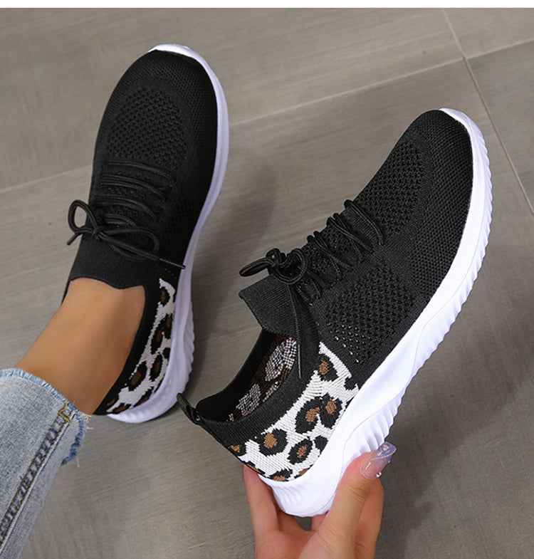 White Shoes Women Leopard Print Lace-up Sneakers Sports - Premium Dames sportschoenen from My Store - Just €37.51! Shop now at KIYOO Royal Brand