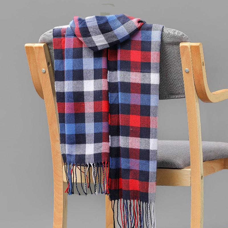 Cashmere Fringed Couple's Checked Scarf