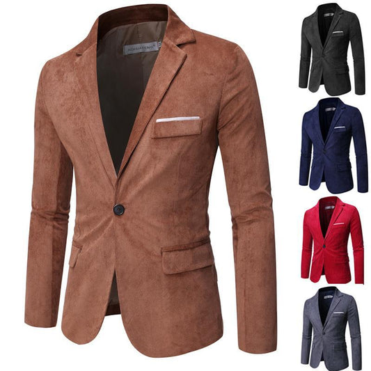 Men's Solid Color One Button Suit Coat - Premium Pakken & Stropdassen from My Store - Just €57.74! Shop now at KIYOO Royal Brand