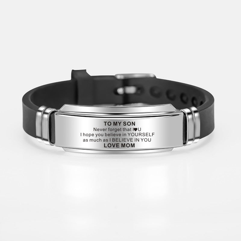 To My Son Stainless Steel Silicone Bracelets For Men Boys Love Gifts From Mom Dad - Premium Mannen Sieraden from My Store - Just €12.16! Shop now at KIYOO Royal Brand