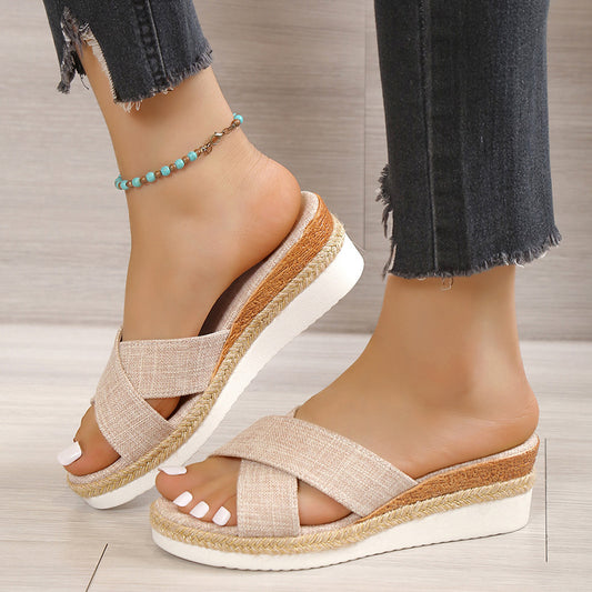 Summer Shoes Women Hemp Wedge Sandals Platform Slippers - Premium Sandalen from My Store - Just €42.62! Shop now at KIYOO Royal Brand