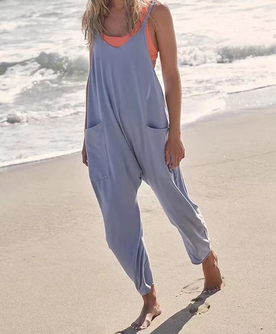 Long Pant Romper Jumpsuit With Pockets Zipper - Premium jumpsuit from My Store - Just €32.16! Shop now at KIYOO Royal Brand