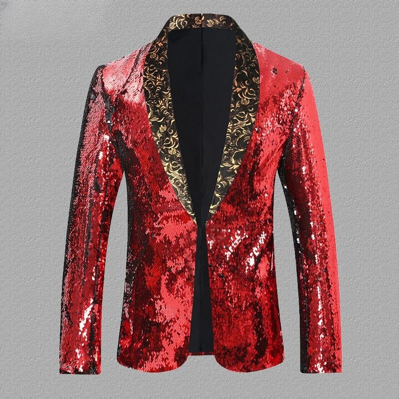 Sequined Turning Piece Performance Dress Male Singer Host Stage Performance Suit