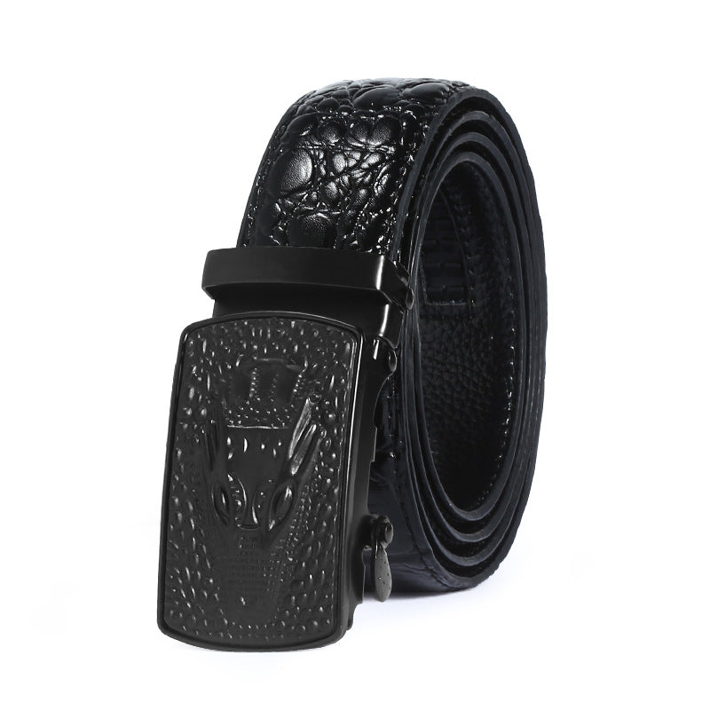 Leather Belt Men's Business Print Automatic Buckle - Premium Riemen from My Store - Just €15.88! Shop now at KIYOO Royal Brand