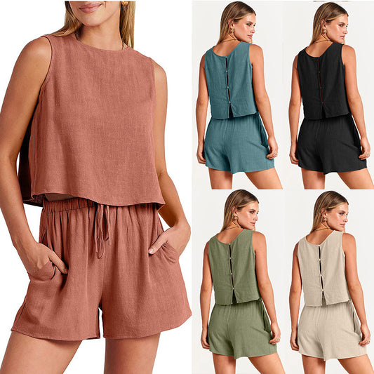 Tops And Drawstring Shorts Fashion Suit 2pcs - Premium jumpsuit from My Store - Just €41.02! Shop now at KIYOO Royal Brand