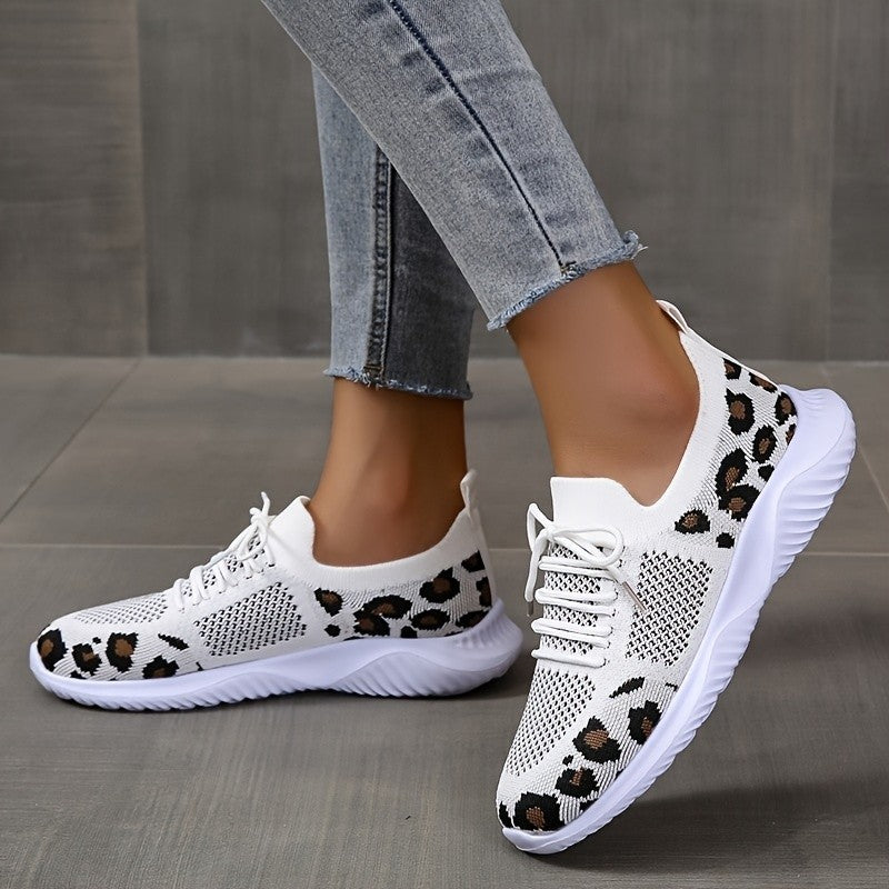 White Shoes Women Leopard Print Lace-up Sneakers Sports - Premium Dames sportschoenen from My Store - Just €37.51! Shop now at KIYOO Royal Brand