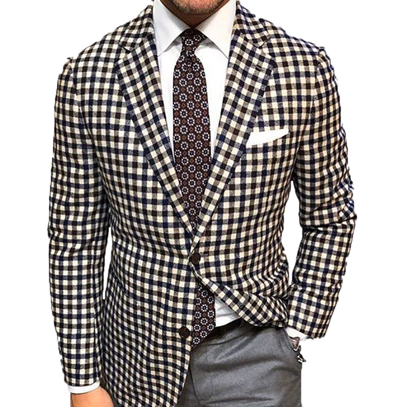 Popular Suit Jacket Plaid Casual Men's Top - Premium Pakken & Stropdassen from My Store - Just €54.53! Shop now at KIYOO Royal Brand