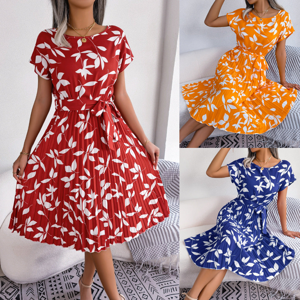 Leaf Print Dress - Premium Jurken from My Store - Just €38.07! Shop now at KIYOO Royal Brand