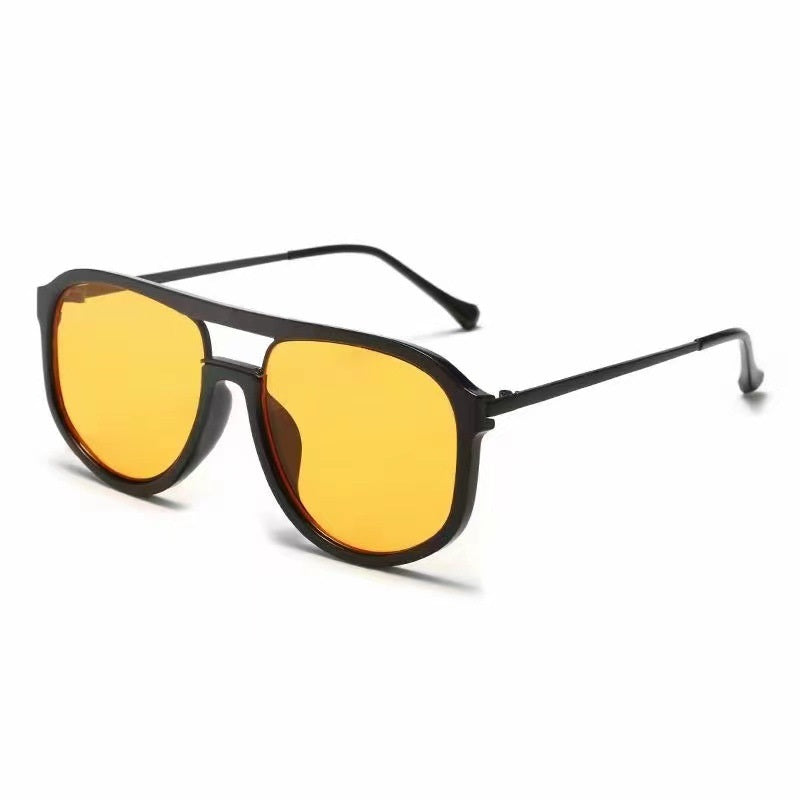 New Double Beam Large Frame Irregular Sunglasses