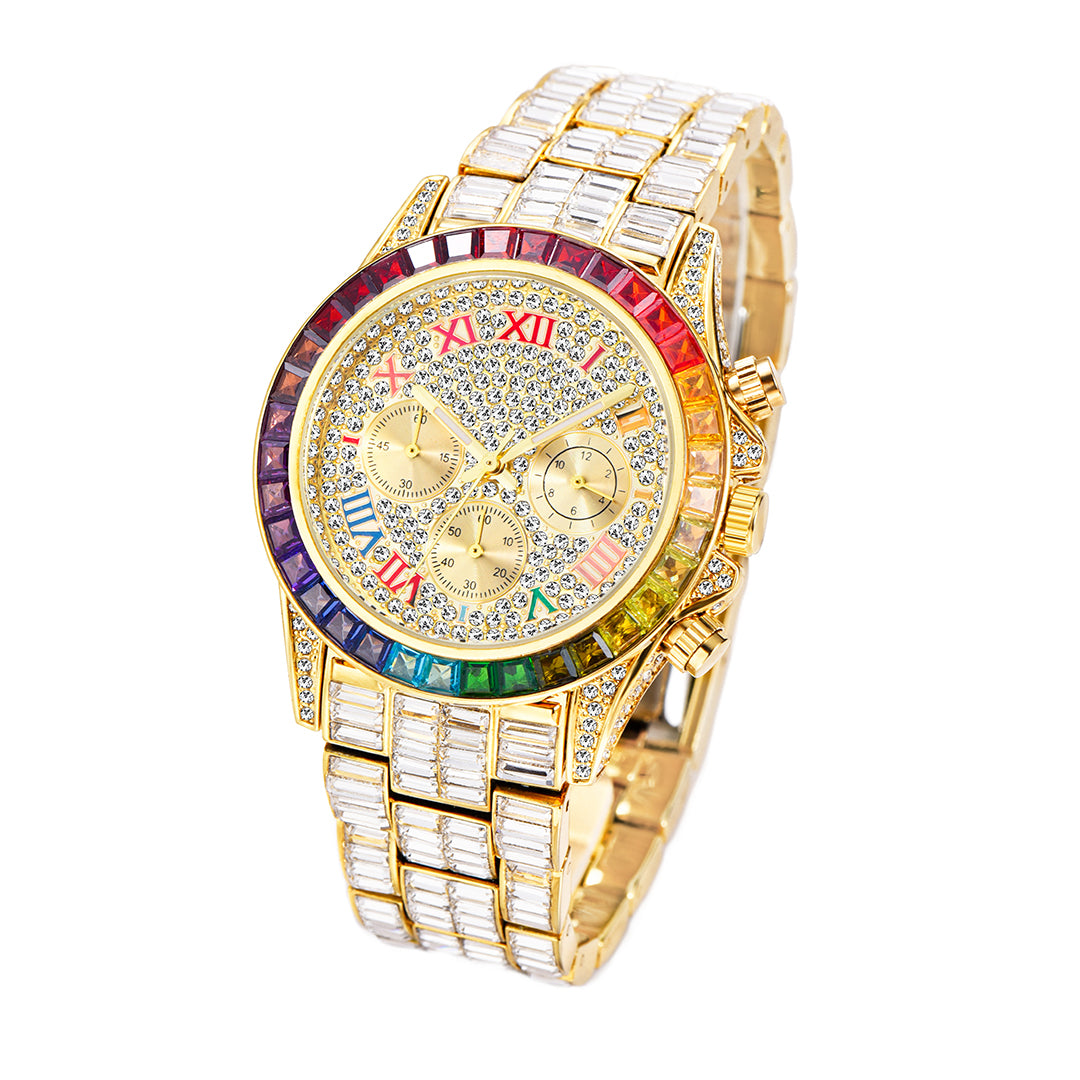 Three Eyes Rainbow Diamond Quartz Watch - Premium Watches from My Store - Just €147.04! Shop now at KIYOO Royal Brand