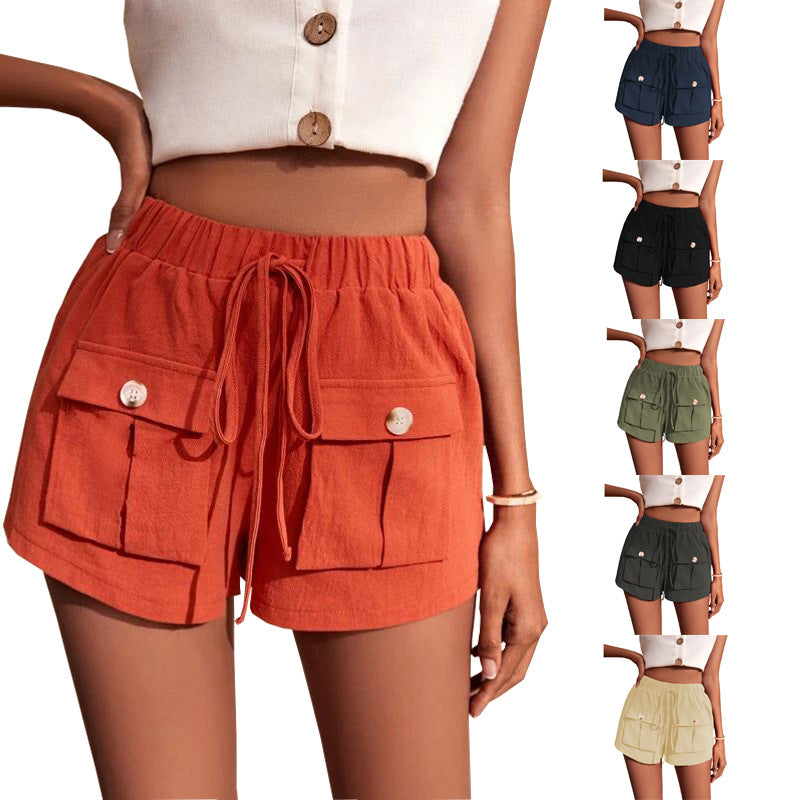 Casual Cargo Shorts With Pocket Loose Drawstring Pants Summer Women - Premium dames broeken from My Store - Just €48.69! Shop now at KIYOO Royal Brand