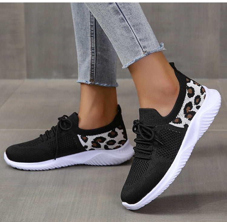 White Shoes Women Leopard Print Lace-up Sneakers Sports - Premium Dames sportschoenen from My Store - Just €37.51! Shop now at KIYOO Royal Brand