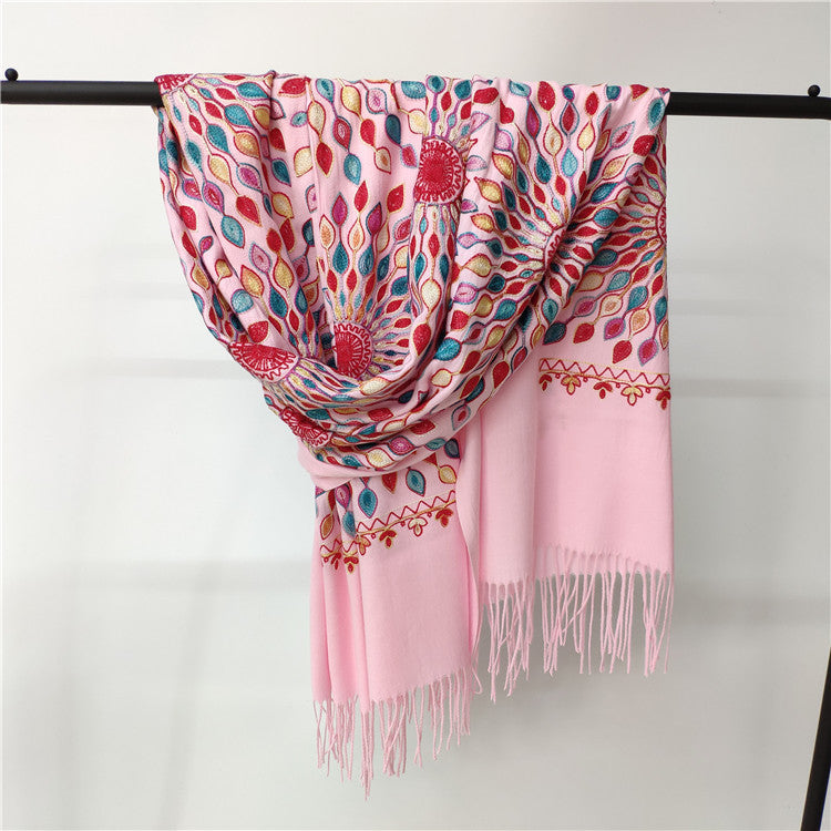 Women's Embroidered Cashmere SUNFLOWER Scarf - Premium Sjaals & omslagdoeken from My Store - Just €33.98! Shop now at KIYOO Royal Brand