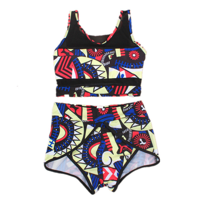 Printed Mesh-paneled High-waisted Swimsuit - Premium Badmode Dames from My Store - Just €30.87! Shop now at KIYOO Royal Brand