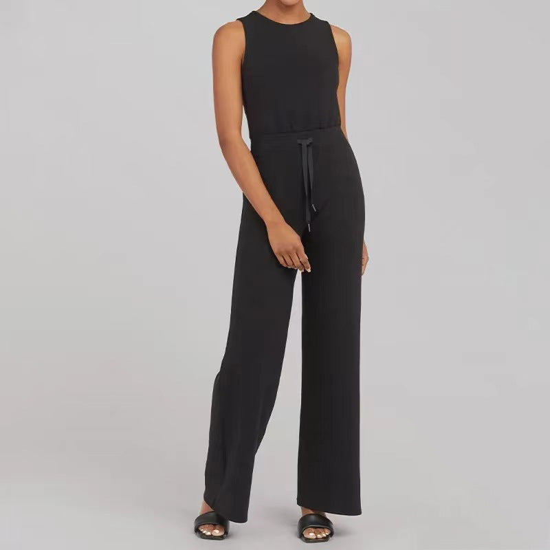 Jumpsuit Sleeveless Tops Tie Elastic Pants Romper