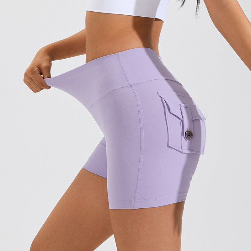 High Waist Hip Lifting Shorts With Pockets Quick Dry Yoga Fitness Sports Pants Summer Women Clothes - Premium dames broeken from My Store - Just €62.06! Shop now at KIYOO Royal Brand