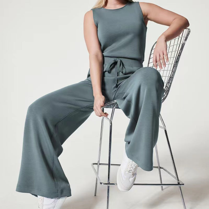 Jumpsuit Sleeveless Tops Tie Elastic Pants Romper