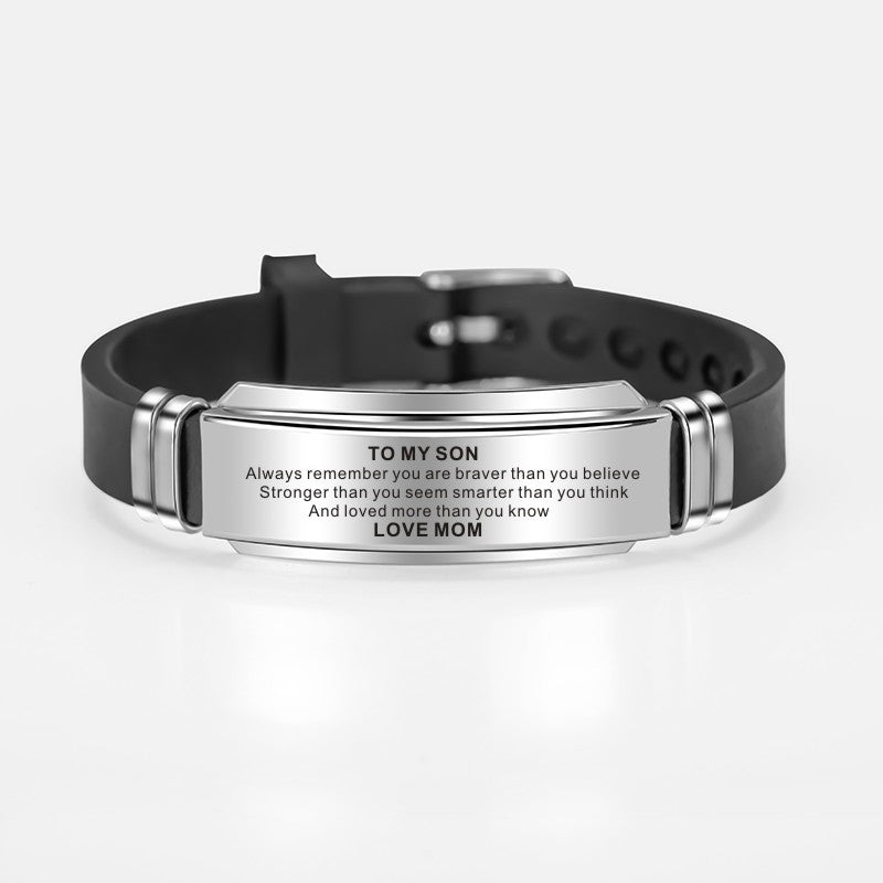 To My Son Stainless Steel Silicone Bracelets For Men Boys Love Gifts From Mom Dad - Premium Mannen Sieraden from My Store - Just €12.16! Shop now at KIYOO Royal Brand