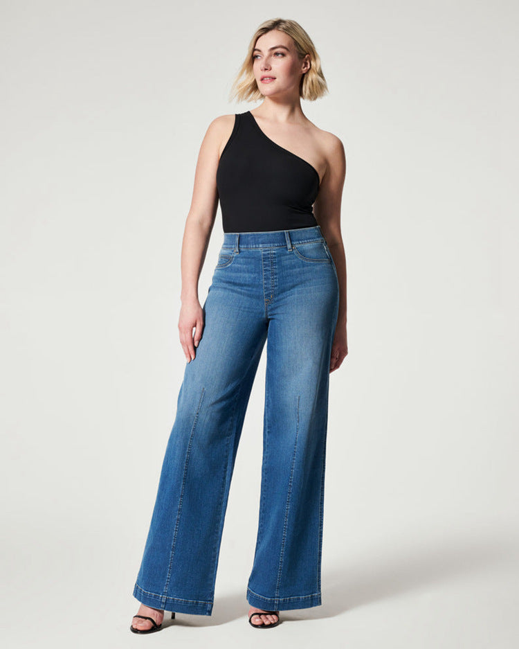 Women's High Waist Jeans Pants Casual Wide Leg Straight Trousers - Premium dames broeken from My Store - Just €41.29! Shop now at KIYOO Royal Brand