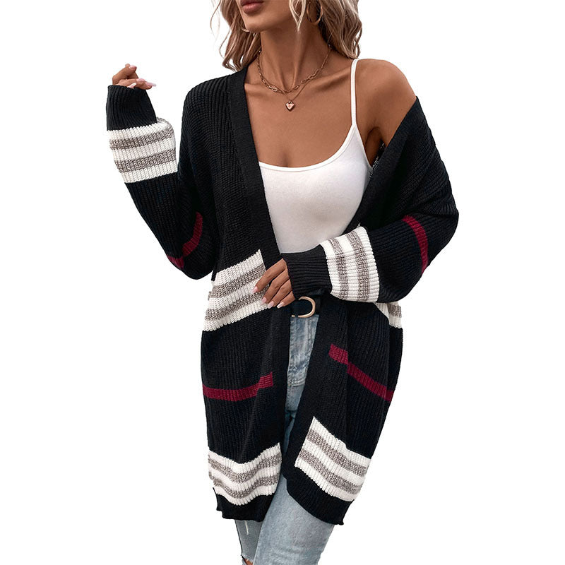 Women's Fashion Long Sleeve Colorblock Long Sweater Jacket - Premium Dames Jassen from My Store - Just €40.99! Shop now at KIYOO Royal Brand