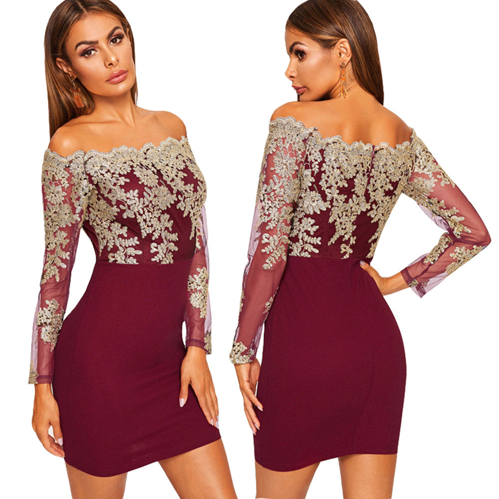 Water-soluble Lace Tube Top Long Sleeve Dress - Premium Rokken from My Store - Just €45.04! Shop now at KIYOO Royal Brand