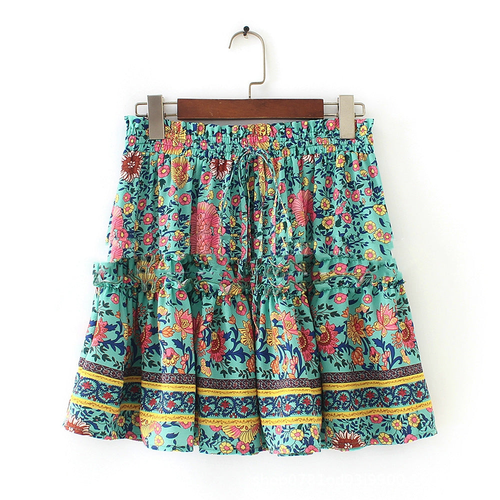 Women's Multi-color Sexy Print Lace Slimming Skirt