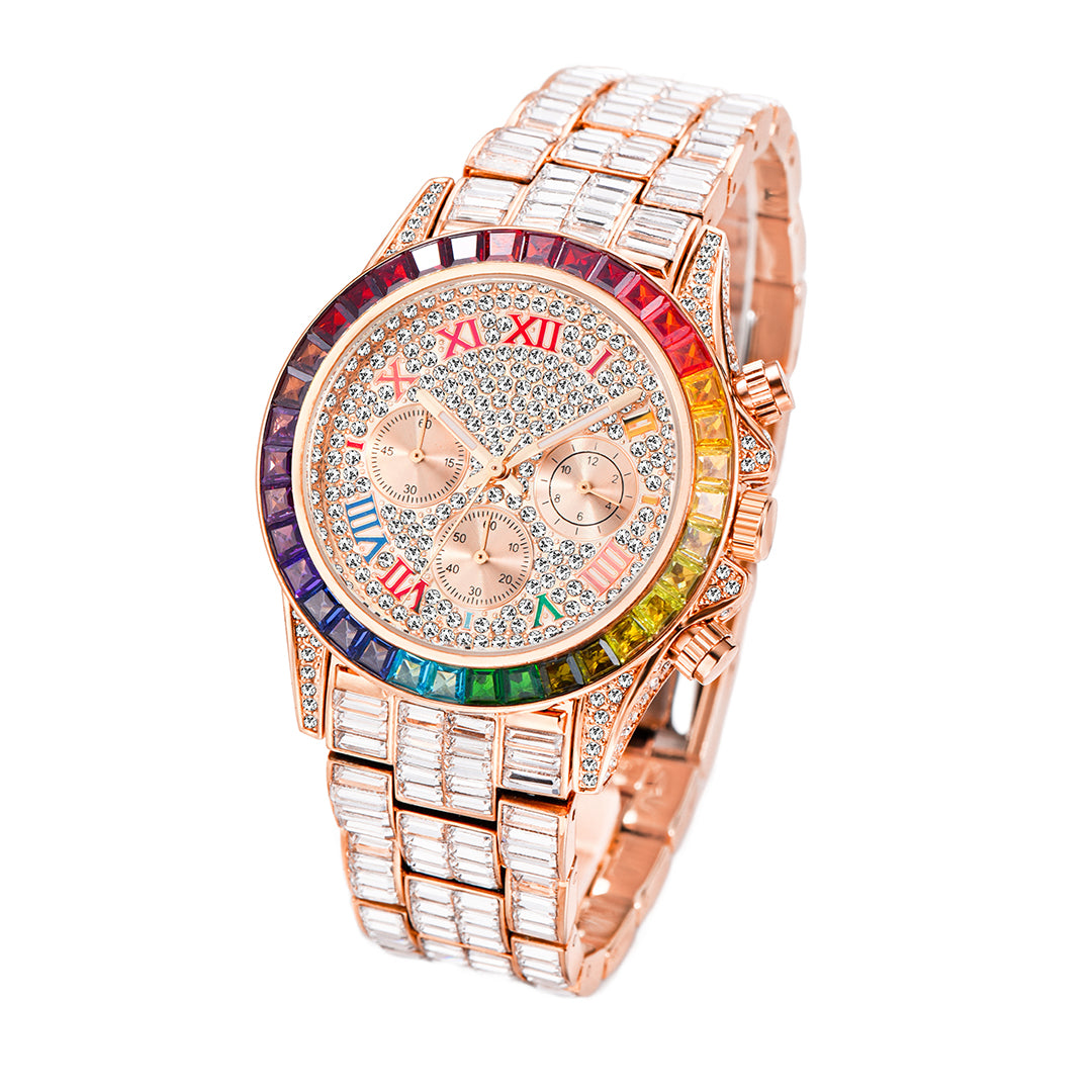 Three Eyes Rainbow Diamond Quartz Watch - Premium Watches from My Store - Just €147.04! Shop now at KIYOO Royal Brand