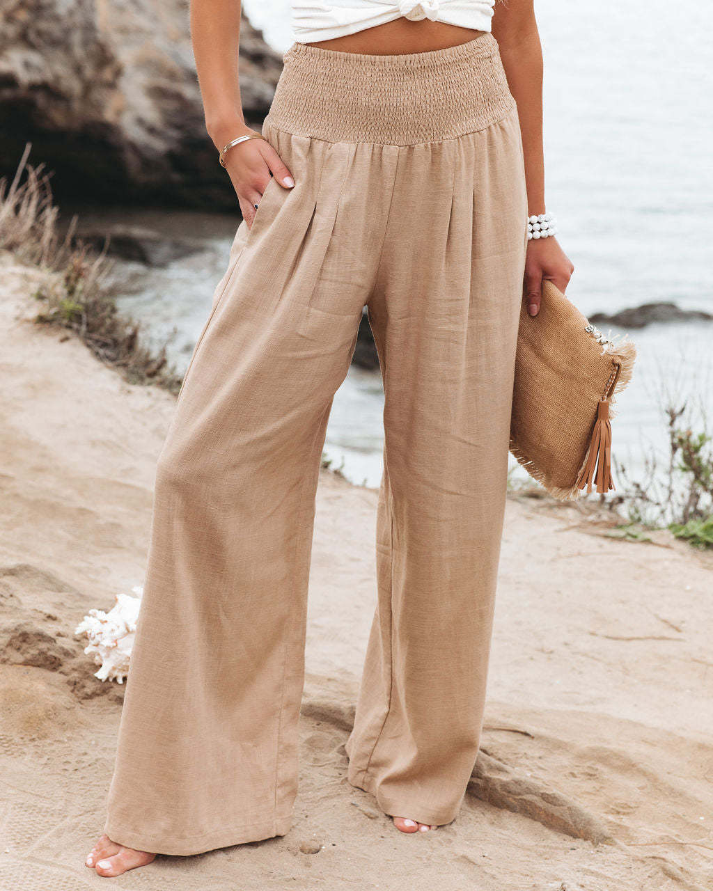 Women's Pants Casual Wide Leg Cotton Linen Loose Trousers - Premium dames broeken from My Store - Just €26.78! Shop now at KIYOO Royal Brand