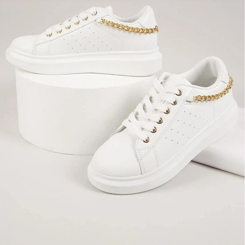 Women's Thick Sole Metal Chain Casual Sports Sneakers - Premium Dames sportschoenen from My Store - Just €39.42! Shop now at KIYOO Royal Brand