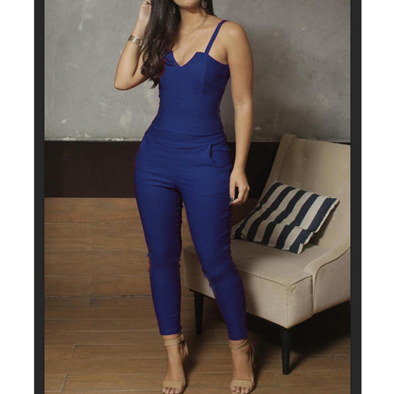 Ladies Summer Solid Color Skinny Jumpsuit High Stretch Suspender Jumpsuit - Premium jumpsuit from My Store - Just €34.38! Shop now at KIYOO Royal Brand