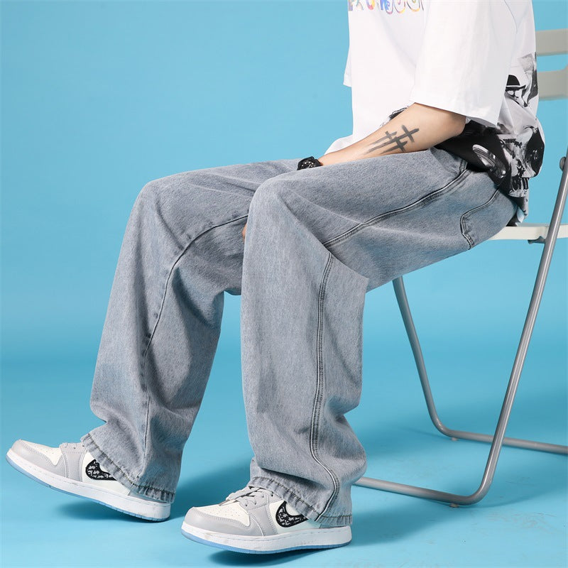 Straight Loose Jeans Men Casual Trousers Hip Hop Cargo Denim Pants With Zipper - Premium Jeans from My Store - Just €32.53! Shop now at KIYOO Royal Brand