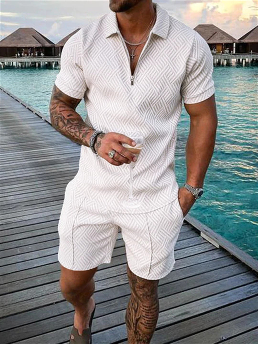 Short Sleeve Shorts Casual Suit - Premium korte broeken/shirts from My Store - Just €47.76! Shop now at KIYOO Royal Brand