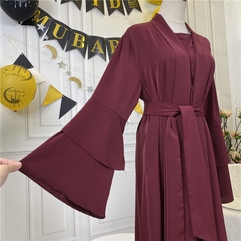 Double Sleeved Robe With Pockets For Fashionable Women's Cardigan - Premium Dames Jassen from My Store - Just €84.48! Shop now at KIYOO Royal Brand