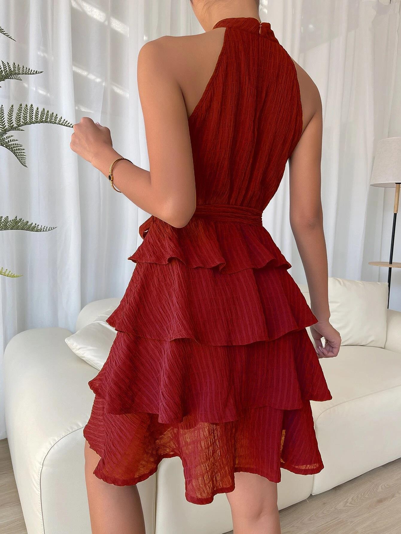 Women's Halterneck Dresses Sleeveless Ruffle Dress - Premium Jurken from My Store - Just €40.43! Shop now at KIYOO Royal Brand