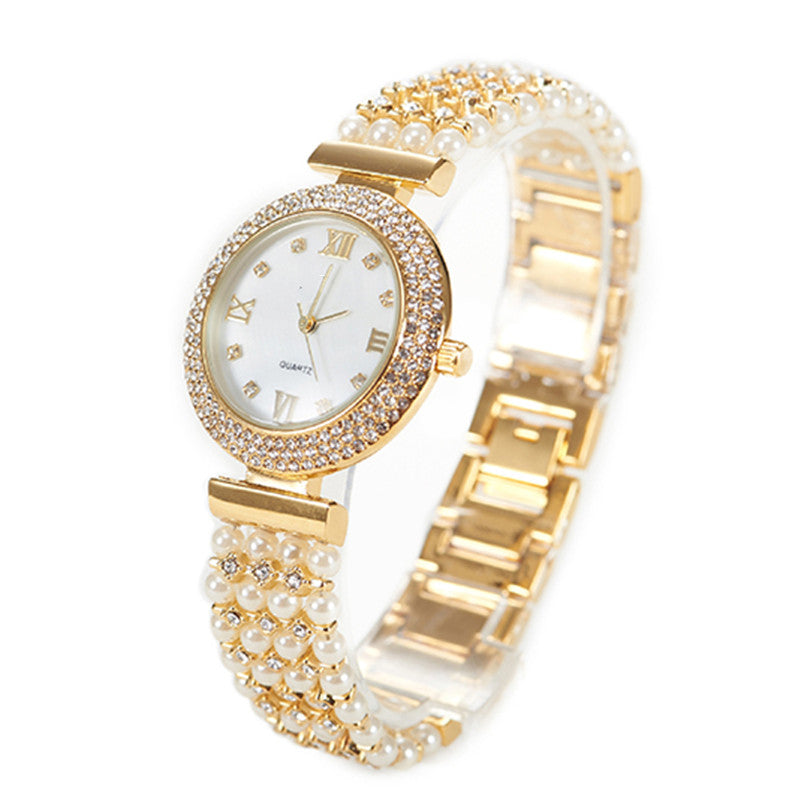 Women's Fashion Pearl Quartz Watch With Diamonds - Premium Dames Horloges from My Store - Just €52.85! Shop now at KIYOO Royal Brand