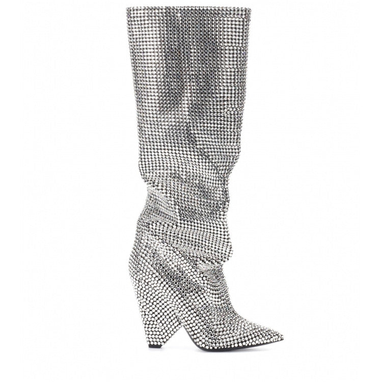 Rhinestone High-heeled Pointy Nightclub Show Knee-length Boots - Premium Dames laarzen from My Store - Just €230.72! Shop now at KIYOO Royal Brand