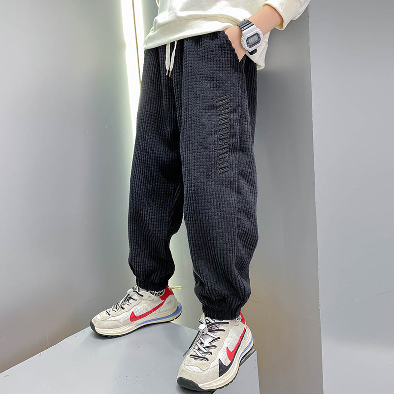 Boys' Casual Pants Thickened Plus Velvet Middle-aged Kids - Premium Jongens broeken from My Store - Just €35.19! Shop now at KIYOO Royal Brand